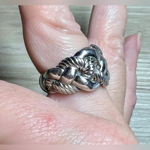 Vintage Italian Designer (2205AR) Sterling Silver Braided Rope Knot Ring, Size 9 - Picture 9 of 10